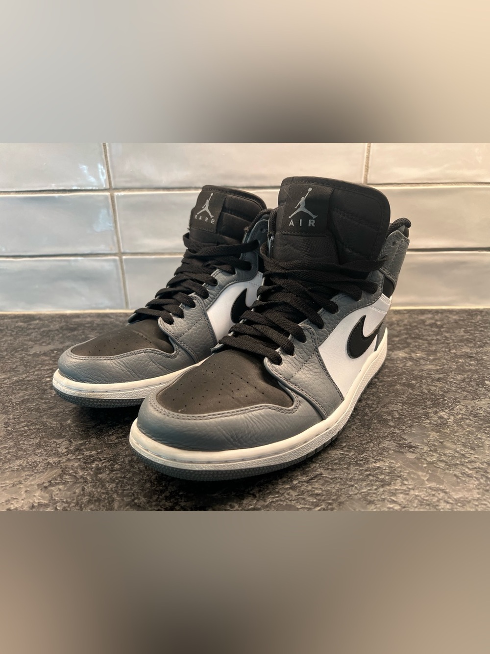 Nike Air Jordan 1 High Top Black, Gray & White Sneakers